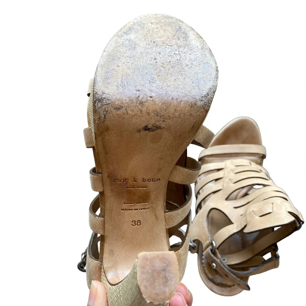 rag & bone beige ankle heels sandals